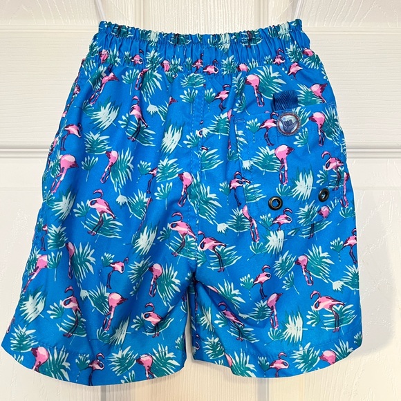 Beach Bros Flamingo Palm leaf Blue 2 Toddler Boy Swim Trunks - Picture 7 of 9